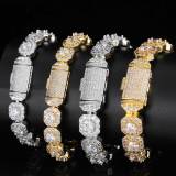 Cross border European and American hip-hop bracelets, rock sugar chains, zircon bracelets, trendy and personalized fashion accessories, wholesale of men's bracelets