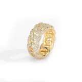 European and American cross-border hip-hop jewelry 10mm bubble Cuban ring trendy brand personality full zircon men's ring wholesale