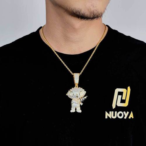Cross border new product parody house creative cartoon character pendant with micro inlaid zircon trendy brand hip-hop men's fashion accessories