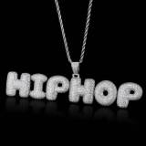 European and American hip-hop bubble letter pendant with micro inlaid zircon personalized creative splicing combination hip-hop necklace