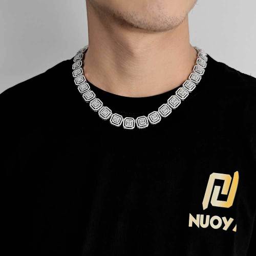 European and American cross-border hip-hop necklaces, men's 13mm mixed with zircon rock sugar chains, trendy brand, personalized men's necklaces, wholesale accessories