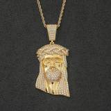 European and American hip-hop necklace accessories, men's retro portrait pendants, cross-border accessories, exaggerated zircon men's necklaces wholesale