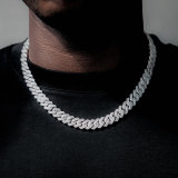 European and American trendy men's bracelet hip-hop 12mm double row zircon diamond Cuban necklace men's hip-hop jewelry wholesale