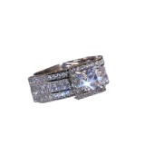 Jiuqin Jewelry Wholesale Cross border Temu Shein European and American Shiny Square Diamond Engagement Wedding Women's Ring