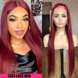 Wine Red Lace Wig Set Front Lace Human Hair Wig Set