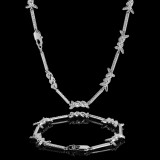 European and American hip-hop necklaces with Japanese buckle 2.5mm thin thorny chain and micro inlaid zircon hip-hop couple bracelet