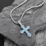 European and American Personalized Colored Zircon Cross Necklace for Men Hip Hop Full Diamond Zircon Pendant Cross Border Necklace Jewelry for Women Versatile