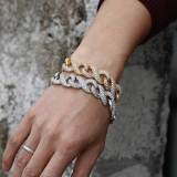 European and American cross-border 15mm inlaid zircon 8-word infinite chain Cuban bracelet trendy brand hip-hop full diamond men's bracelet