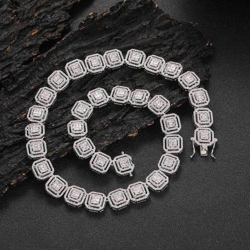 European and American cross-border hip-hop necklaces, men's 13mm mixed with zircon rock sugar chains, trendy brand, personalized men's necklaces, wholesale accessories