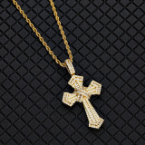 Cross border hot selling hip-hop mixed with zircon cross pendant in Europe and America, fashionable and personalized necklace accessories for trendy men and women