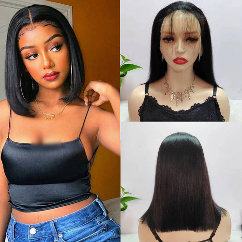 European and American wig female 13*4 lace Bob wig10a human hair headgear front lace wig