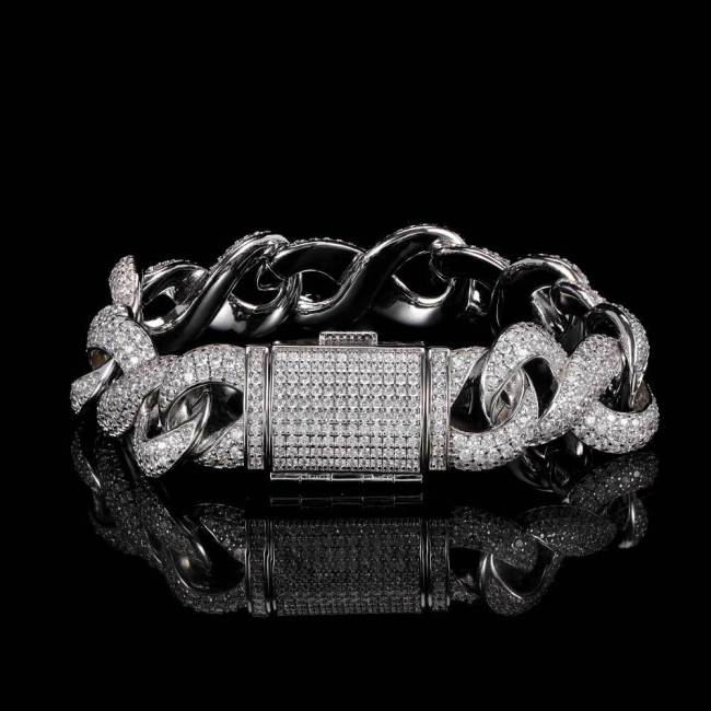 European and American cross-border 15mm inlaid zircon 8-word infinite chain Cuban bracelet trendy brand hip-hop full diamond men's bracelet