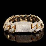 European and American jewelry hip-hop bracelet 18mm diamond three row zircon Cuban chain coarse copper inlaid zircon men's bracelet wholesale