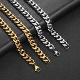 European and American hip-hop 11mm stainless steel six sided polished Cuban bracelet trendy brand personalized men's titanium steel bracelet jewelry wholesale