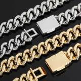 European and American jewelry hip-hop bracelet 18mm diamond three row zircon Cuban chain coarse copper inlaid zircon men's bracelet wholesale