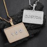 Cross border hip-hop rectangular personalized letter pendant from Europe and America, hot selling accessories, zircon men's necklace accessories
