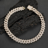 European and American hip-hop 19mm buckle Cuban chain with four rows of zircon bracelet personality exaggerated collarbone chain men's necklace wholesale