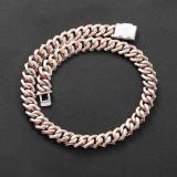 Cross border hip-hop 18mm dual color diamond Cuban chain, coarse copper inlaid with zircon, exaggerated personality, men's necklace accessories wholesale