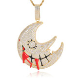 Cross border hip-hop moon pendant necklace from Europe and America, trippie redd, same exaggerated and funny zircon necklace wholesale