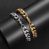 European and American hip-hop 11mm stainless steel six sided polished Cuban bracelet trendy brand personalized men's titanium steel bracelet jewelry wholesale