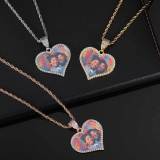 Cross border jewelry from Europe and America, hip-hop, love photos, pendants for male and female couples, heart-shaped picture frames, zircon necklaces, and a sense of luxury