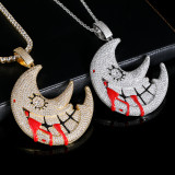 Cross border hip-hop moon pendant necklace from Europe and America, trippie redd, same exaggerated and funny zircon necklace wholesale