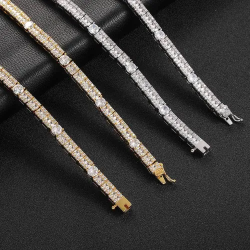 European and American hip-hop 6mm square and round mixed set zircon tennis necklace accessories cross-border trendy brand personalized men's necklaces wholesale