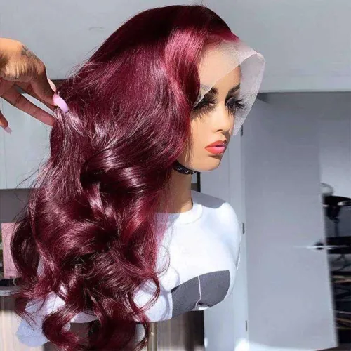Wine Red Lace Wig Set Front Lace Human Hair Wig Set