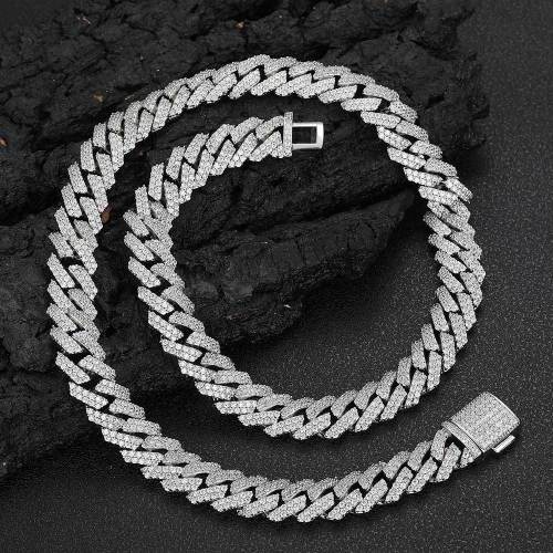 Cross border European and American hip-hop zircon necklace 12mm double row full diamond Cuban chain men's personalized necklace wholesale