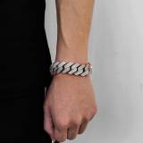 Cross border hip-hop bracelet 18mm dual color diamond Cuban bracelet coarse copper inlaid zircon men's bracelet jewelry wholesale