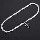 European and American minimalist personality cross pearl necklace trend hip-hop accessories necklace men and women's collarbone chain manufacturer direct sales