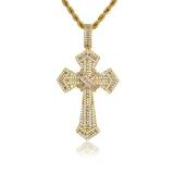 Cross border hot selling hip-hop mixed with zircon cross pendant in Europe and America, fashionable and personalized necklace accessories for trendy men and women