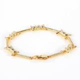 European and American Hip Hop 2.5mm Iron Wire Chain Couple Bracelet Micro Set Zircon Sun Button Fine Thorn Chain Men's and Women's Bracelet