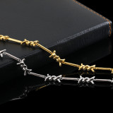 European and American Hip Hop 2.5mm Iron Wire Chain Couple Bracelet Micro Set Zircon Sun Button Fine Thorn Chain Men's and Women's Bracelet