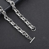 Cross border European and American stainless steel cross chain O-shaped chain hip-hop necklace, genuine gold electroplated trendy titanium steel men's necklace