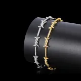 European and American hip-hop necklaces with Japanese buckle 2.5mm thin thorny chain and micro inlaid zircon hip-hop couple bracelet