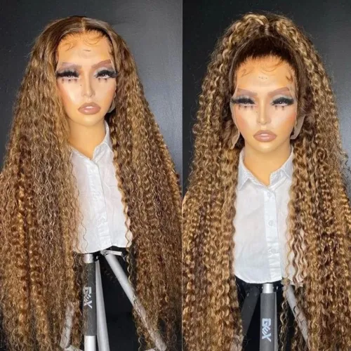 Piano colored curly hair headband, real human hair wig