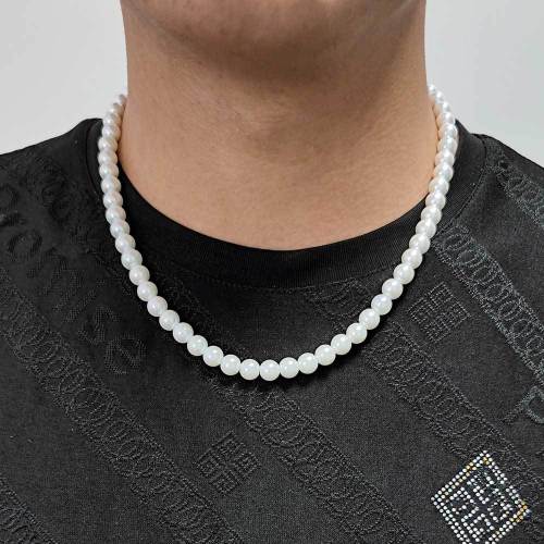 Cross border 8mm pearl necklace from Europe and America, light luxury and niche design neck chain, high-end collarbone chain, women's necklace accessories