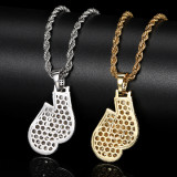 European and American hip-hop personality boxing gloves pendant with copper inlaid zircon trendsetter hiphop necklace