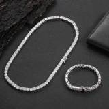 European and American hip-hop accessories 6mm square and circular mixed set zircon tennis chain necklace trendy brand personalized men's bracelet accessories