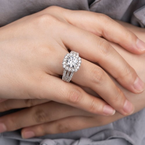 Temu Wish Hot Selling New Promise Women's Ring with European and American Zircon Inlaid Women's Wedding Engagement Ring