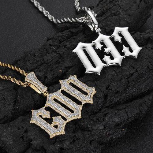 European and American cross-border hip-hop burrs letter zircon pendant trendy brand personalized DIY splicing letter pendant necklace