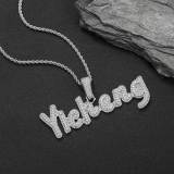 European and American hip-hop uppercase and lowercase mixed double-layer zircon splicing pendant with personalized signature hiphop men's necklace