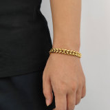 Wholesale of European and American trendy stainless steel Cuban chain hip-hop bracelets with double-sided diamond buckle, round grinding, encrypted titanium steel men's bracelets