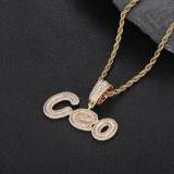 European and American hip-hop upper and lower case ladder signature letter splicing combination pendant creative zircon jewelry men's and women's sweater chain