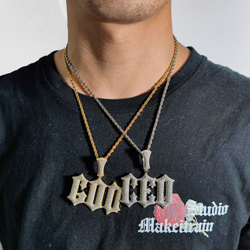 European and American cross-border hip-hop burrs letter zircon pendant trendy brand personalized DIY splicing letter pendant necklace
