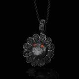 European and American hip-hop copper inlaid zircon rotatable Murakami Takashi sunflower pendant, genuine gold electroplated trendsetter hiphop necklace