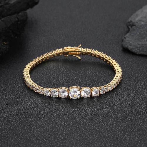 European and American cross-border new gradient tennis chain size zircon bracelet hip-hop high-end jewelry personalized bracelet accessories