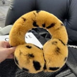 Double sided Rex Rabbit Hair Ear Cover with True Fur Grass Ear Cover for Men and Women Korean Edition Solid Color Scalable Ear Bag Winter Warm Ear Cover