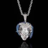 European and American hip-hop singer xxx tentacion head pendant with copper inlaid zircon trendsetter personality hiphop necklace